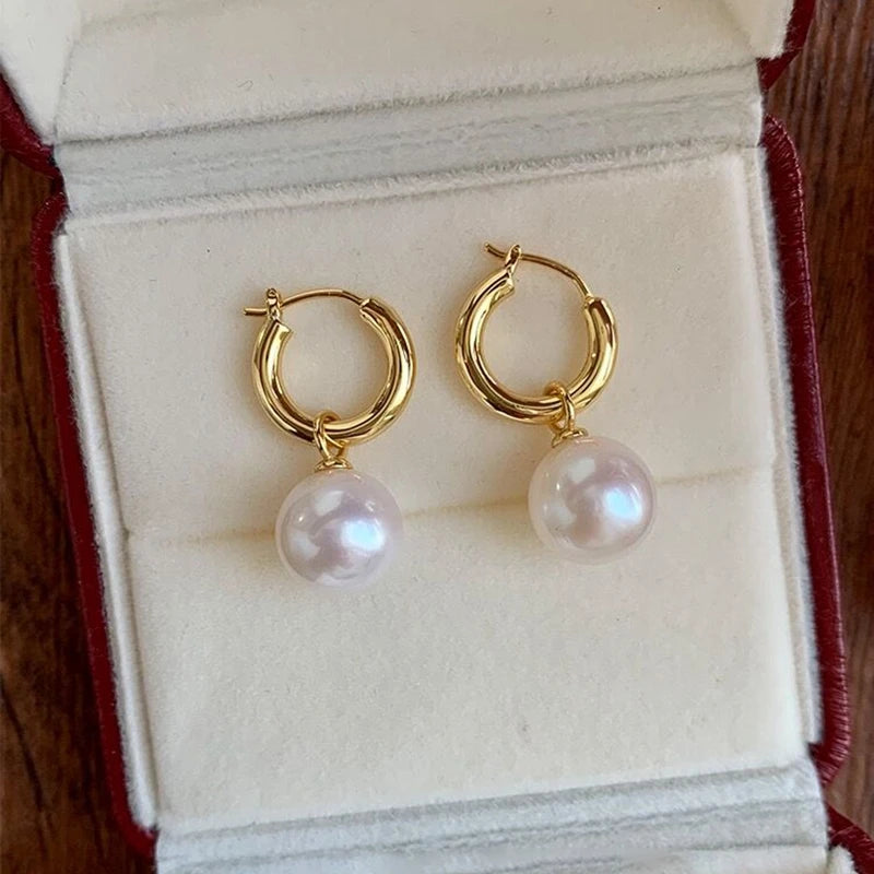 TIMELESS ELEGANCE PEARL HOOP EARRINGS