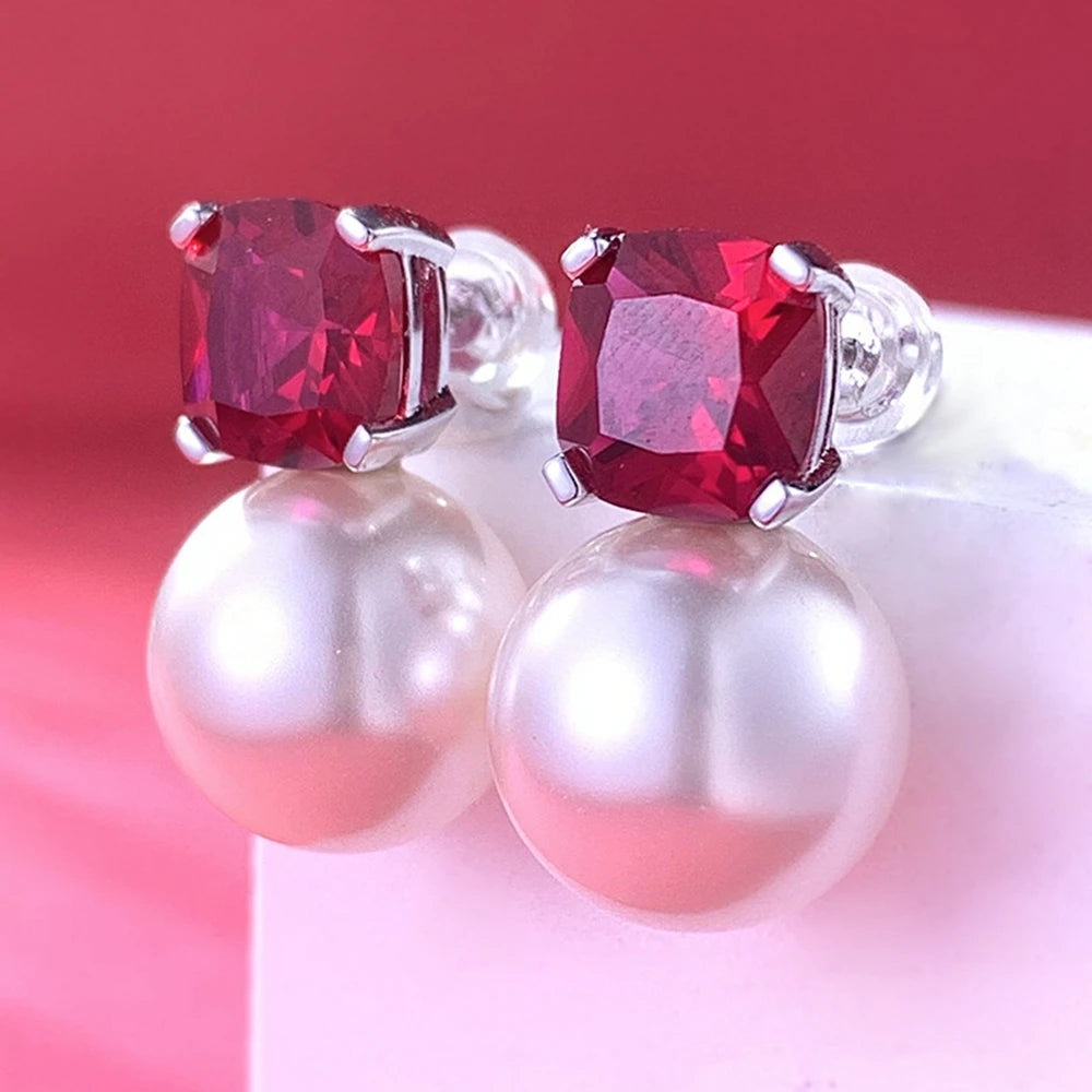 THE ELIZABETH PEARL & RUBY EARRINGS