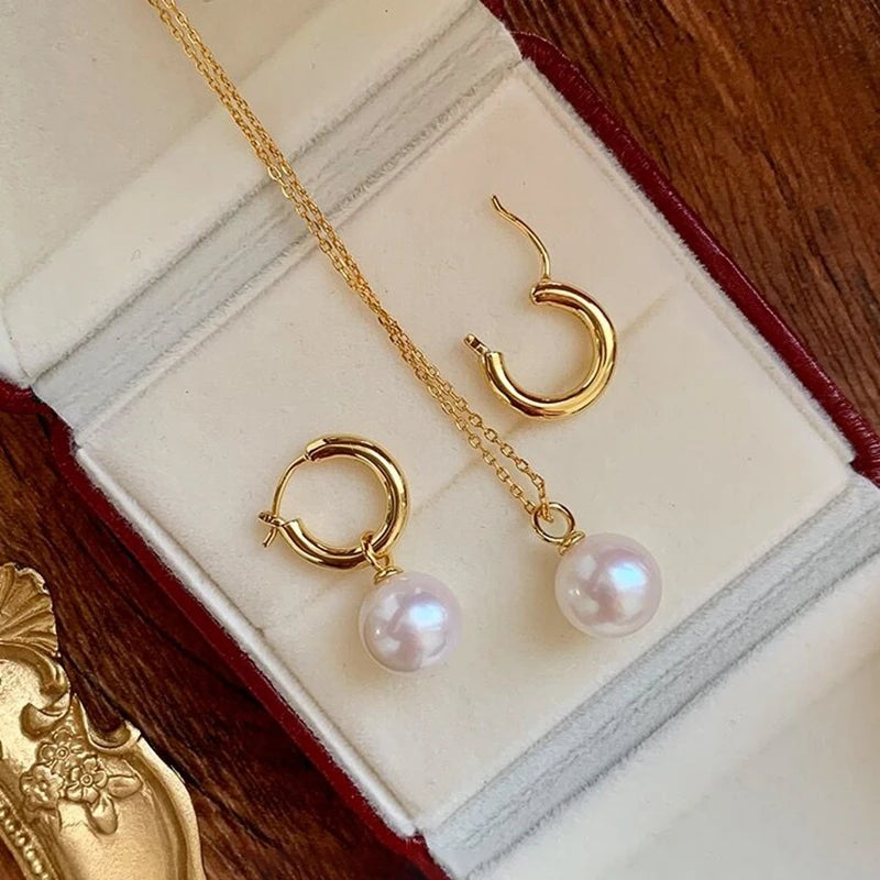 TIMELESS ELEGANCE PEARL HOOP EARRINGS