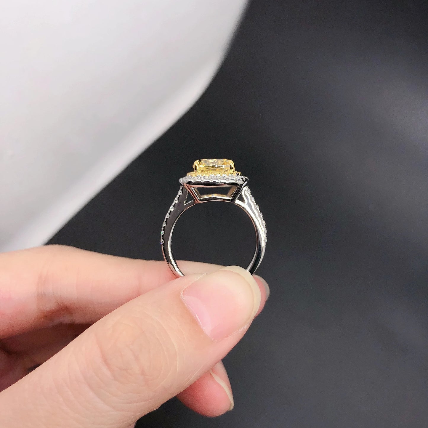 REGAL CUSHION HALO AMETRINE RING