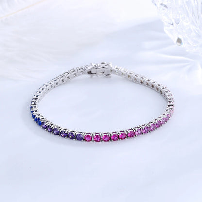 Rainbow Zircon Tennis Bracelet in Sterling Silver