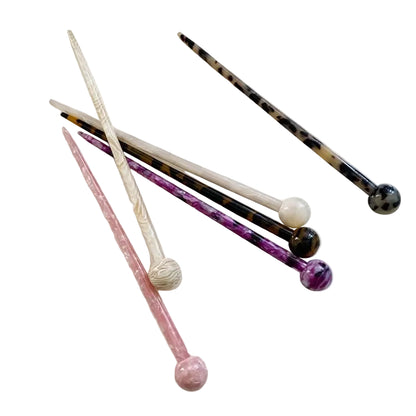 Acetate Hair Pin for Buns & Updos - Pearl White
