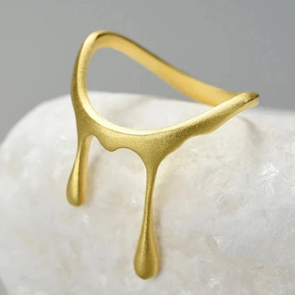 18K Gold-Plated Drop Ring in Sterling Silver