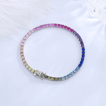 Rainbow Zircon Tennis Bracelet in Sterling Silver