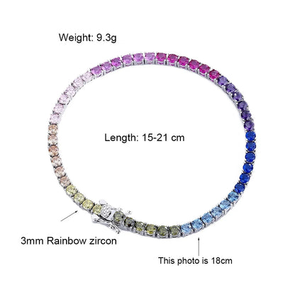 Rainbow Zircon Tennis Bracelet in Sterling Silver