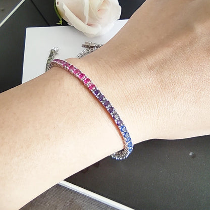 Rainbow Zircon Tennis Bracelet in Sterling Silver