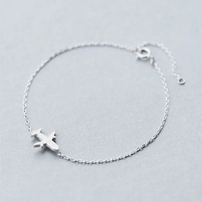 Sterling Silver Airplane Charm Bracelet by FEROYAL