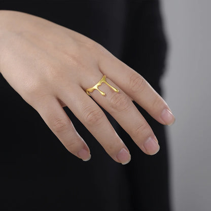 18K Gold-Plated Drop Ring in Sterling Silver