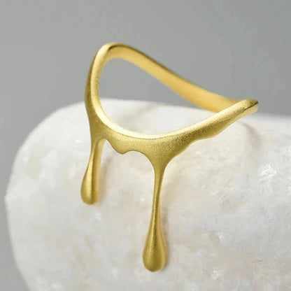 18K Gold-Plated Drop Ring in Sterling Silver