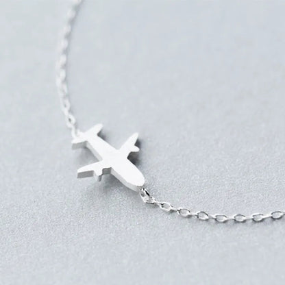 Sterling Silver Airplane Charm Bracelet by FEROYAL