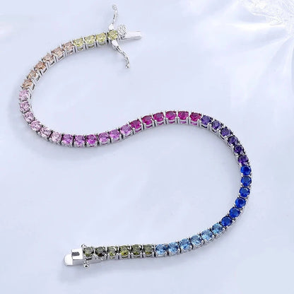 Rainbow Zircon Tennis Bracelet in Sterling Silver