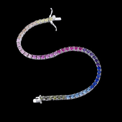 Rainbow Zircon Tennis Bracelet in Sterling Silver
