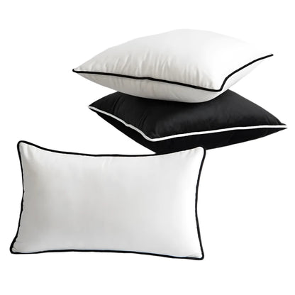 FEROYAL Imperial Trim Pillow Covers – Black with white trims, 30*50cm