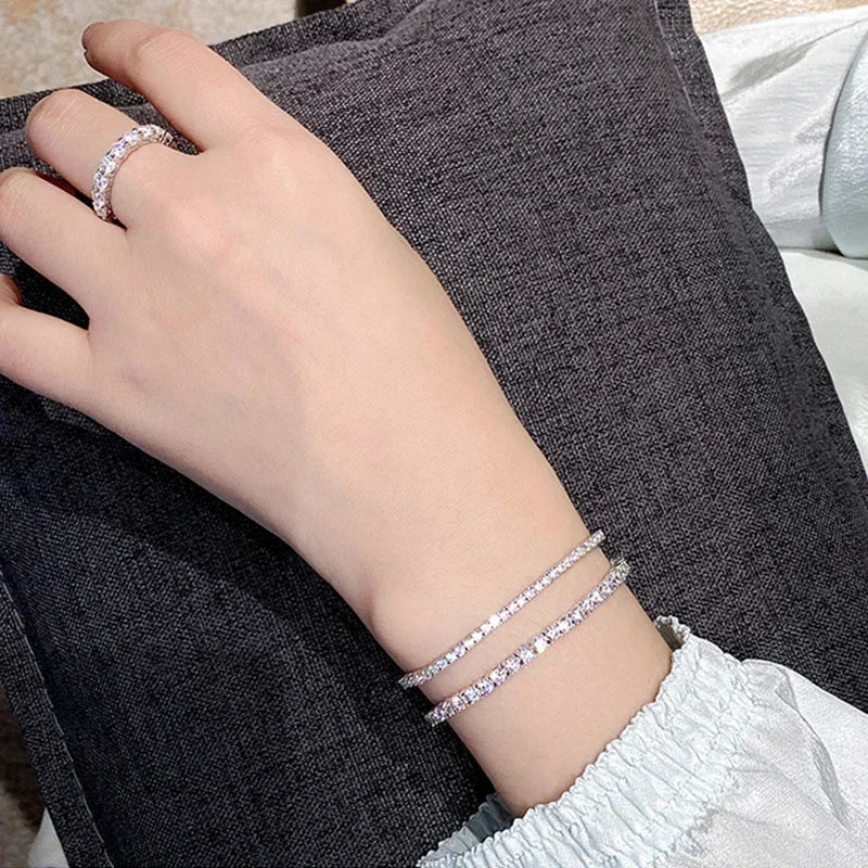 NeeTim Bracciale Tennis in Moissanite da 3mm 4mm, Argento Sterling 925 con Placcatura in Oro Bianco, Supera il Test del Diamante, Bracciali per Donne e Uomini