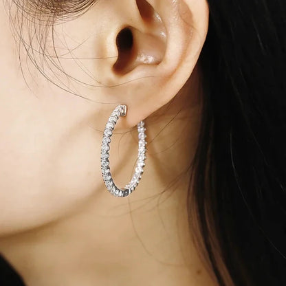 Moissanite Hoop Earrings in Sterling Silver