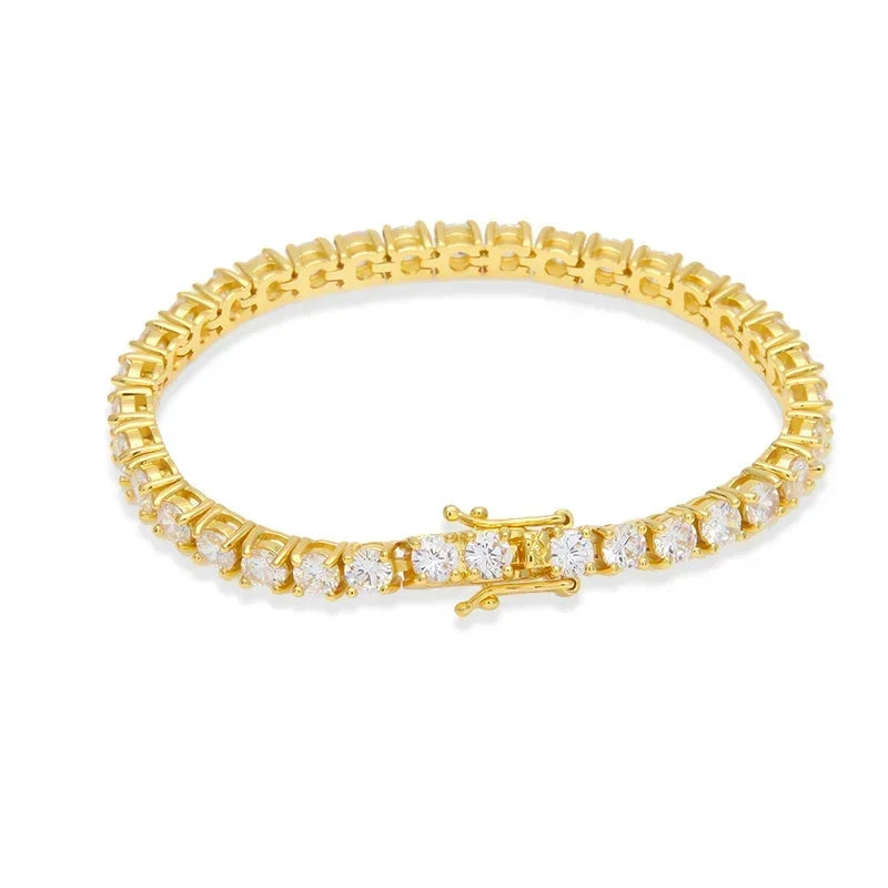NeeTim Bracciale Tennis in Moissanite da 3mm 4mm, Argento Sterling 925 con Placcatura in Oro Bianco, Supera il Test del Diamante, Bracciali per Donne e Uomini
