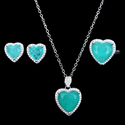 Paraiba Gemstone Jewelry Set in Sterling Silver