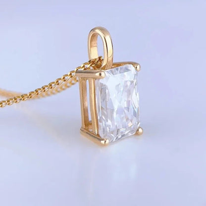 2ct Radiant Moissanite Pendant in 18K Gold