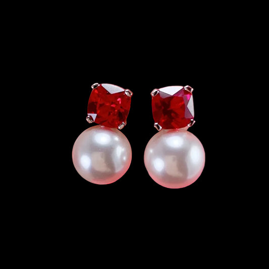 THE ELIZABETH PEARL & RUBY EARRINGS
