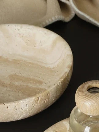 Beige Travertine Decorative Bowl