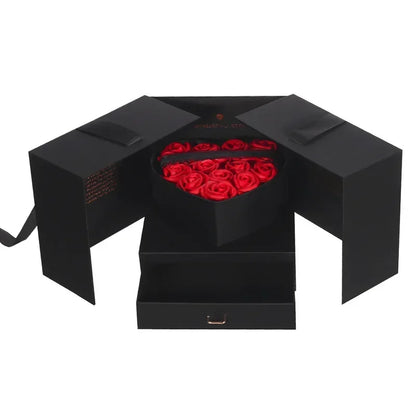 Rose Flower Mystery Gift Box - Pink Box with Pink Roses