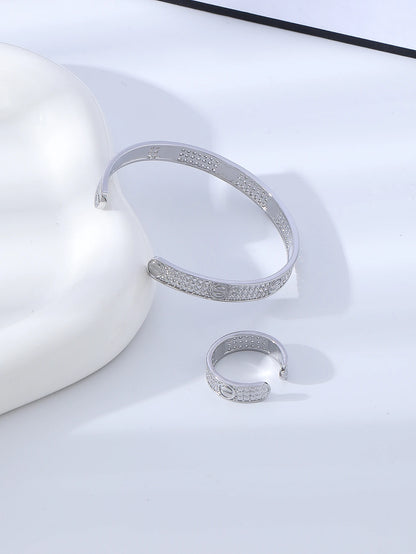 Gold-Plated Zircon Ring & Bracelet Set