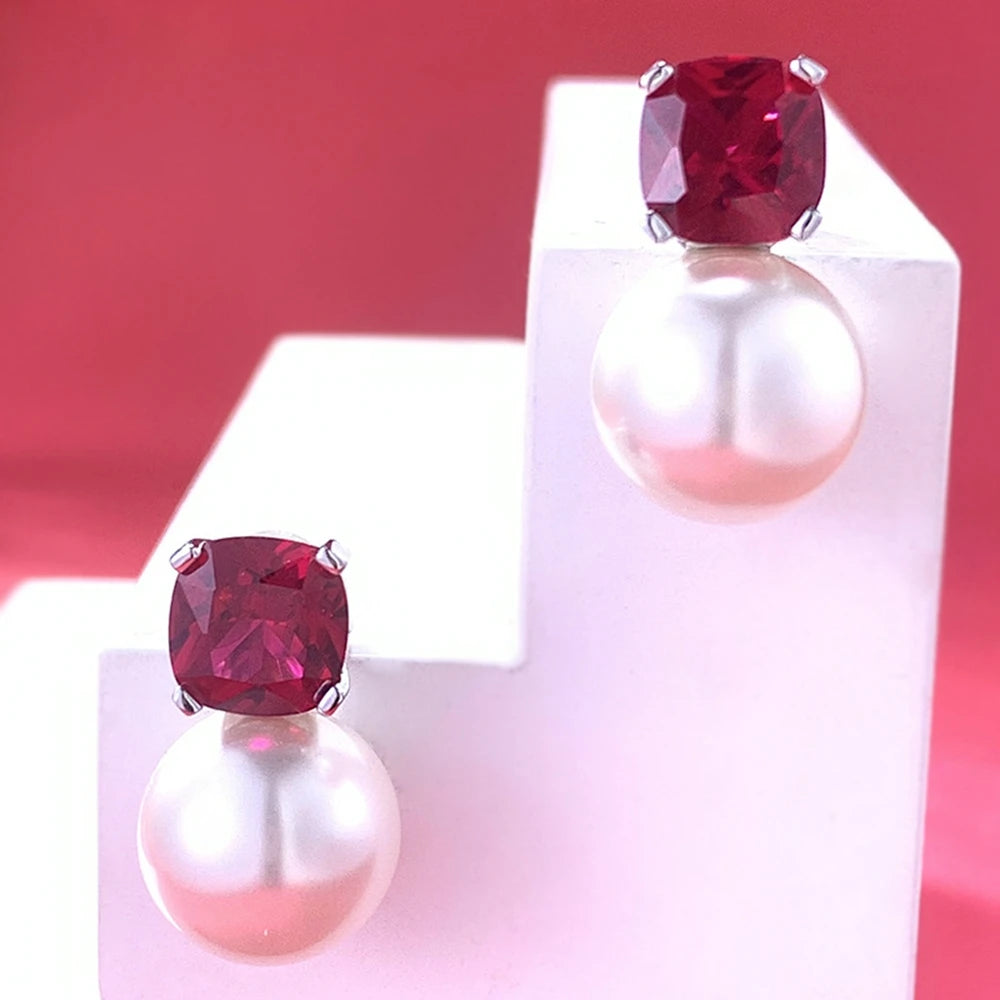 THE ELIZABETH PEARL & RUBY EARRINGS
