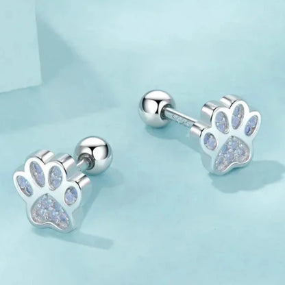 Pink Opal Paw Stud Earrings in Sterling Silver
