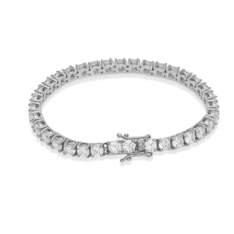 NeeTim Bracciale Tennis in Moissanite da 3mm 4mm, Argento Sterling 925 con Placcatura in Oro Bianco, Supera il Test del Diamante, Bracciali per Donne e Uomini