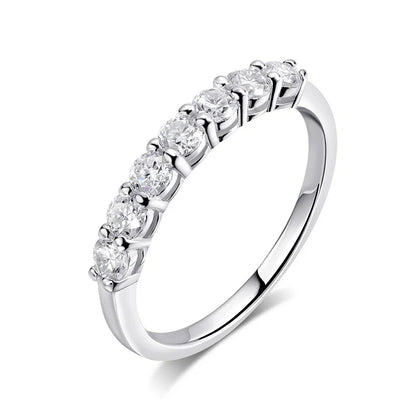 Half Eternity Monarch Ring – 2.3mm silver, Moissanite, 7