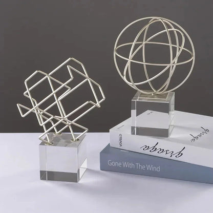 Geometric Elegance Abstract Luxe Sculpture – Silver Abstract Sculpture