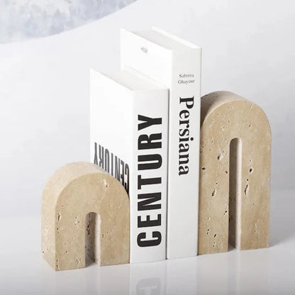 FEROYAL Kingdom Travertine Bookends – Short Bookend Stand detail view