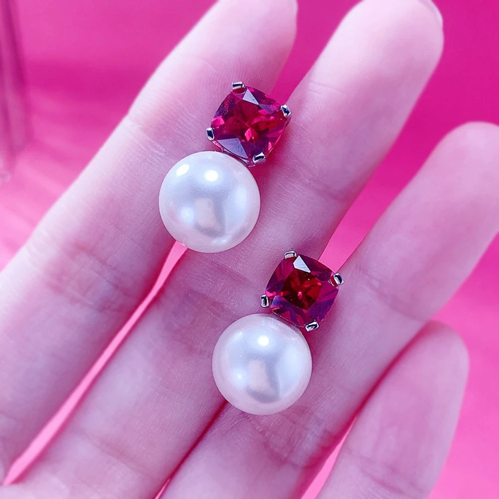 THE ELIZABETH PEARL & RUBY EARRINGS