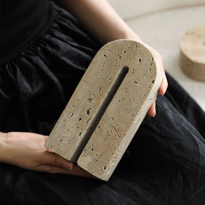 FEROYAL Kingdom Travertine Bookends detail view