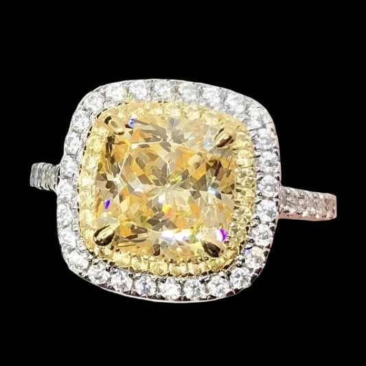 REGAL CUSHION HALO AMETRINE RING