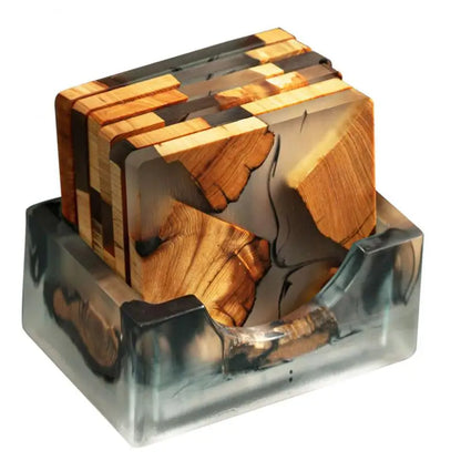 FEROYAL Imperial Harmony Wooden Coaster Set – Coasters Storage Base