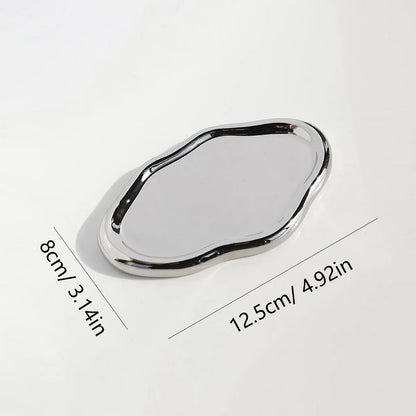 DUCHESS' IRREGULAR JEWELLERY TRAY – Silvery Oval Plate