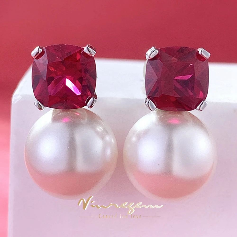 THE ELIZABETH PEARL & RUBY EARRINGS