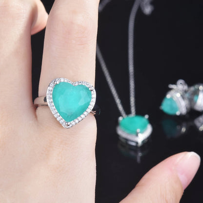 Paraiba Gemstone Jewelry Set in Sterling Silver