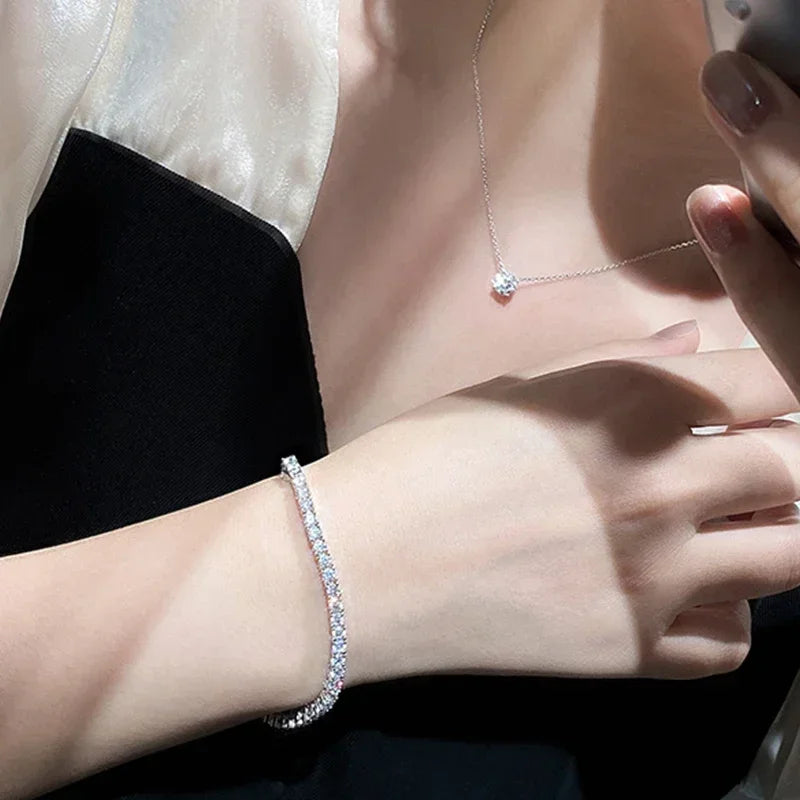NeeTim Bracciale Tennis in Moissanite da 3mm 4mm, Argento Sterling 925 con Placcatura in Oro Bianco, Supera il Test del Diamante, Bracciali per Donne e Uomini