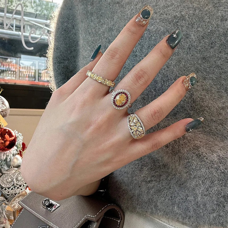 TRICOLOUR COCKTAIL RING