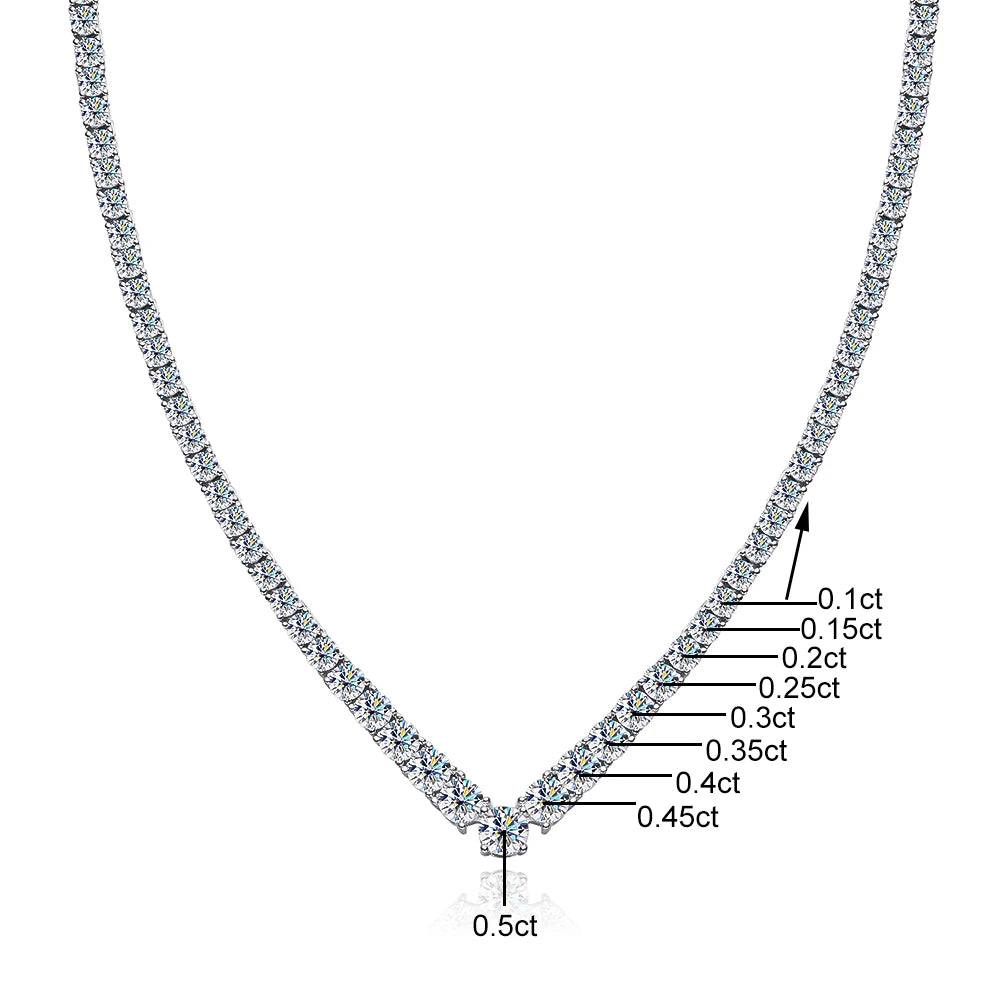 JASMIN V-SHAPED TENNIS NECKLACE