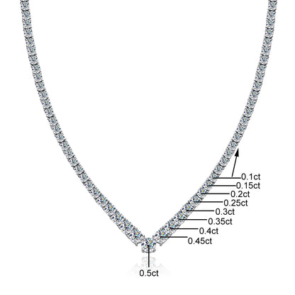 JASMIN V-SHAPED TENNIS NECKLACE