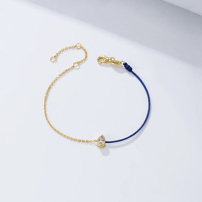 Zircon Cord & Chain Bracelet