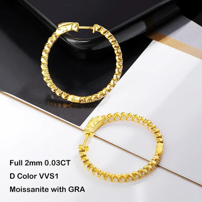 Moissanite Hoop Earrings in Sterling Silver
