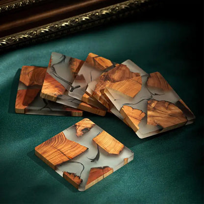 FEROYAL Imperial Harmony Wooden Coaster Set – 6pcs Coasters detail view