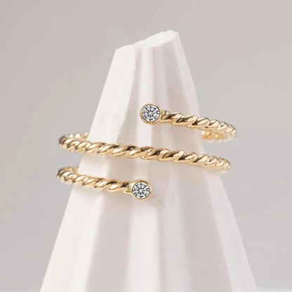 Moissanite Twist Ring in 14K Gold Fill