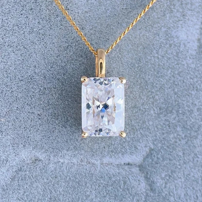 2ct Radiant Moissanite Pendant in 18K Gold