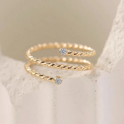 Moissanite Twist Ring in 14K Gold Fill
