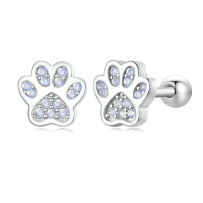 Pink Opal Paw Stud Earrings in Sterling Silver